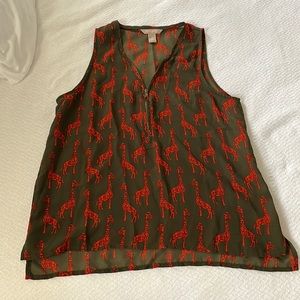 Banana republic sleeveless blouse with zipper